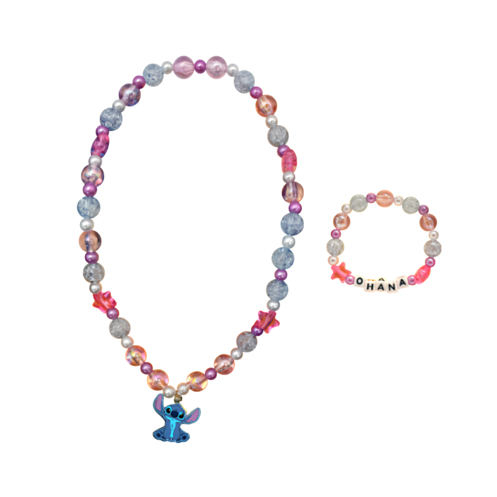 SET OREJAS CON JOYAS STITCH